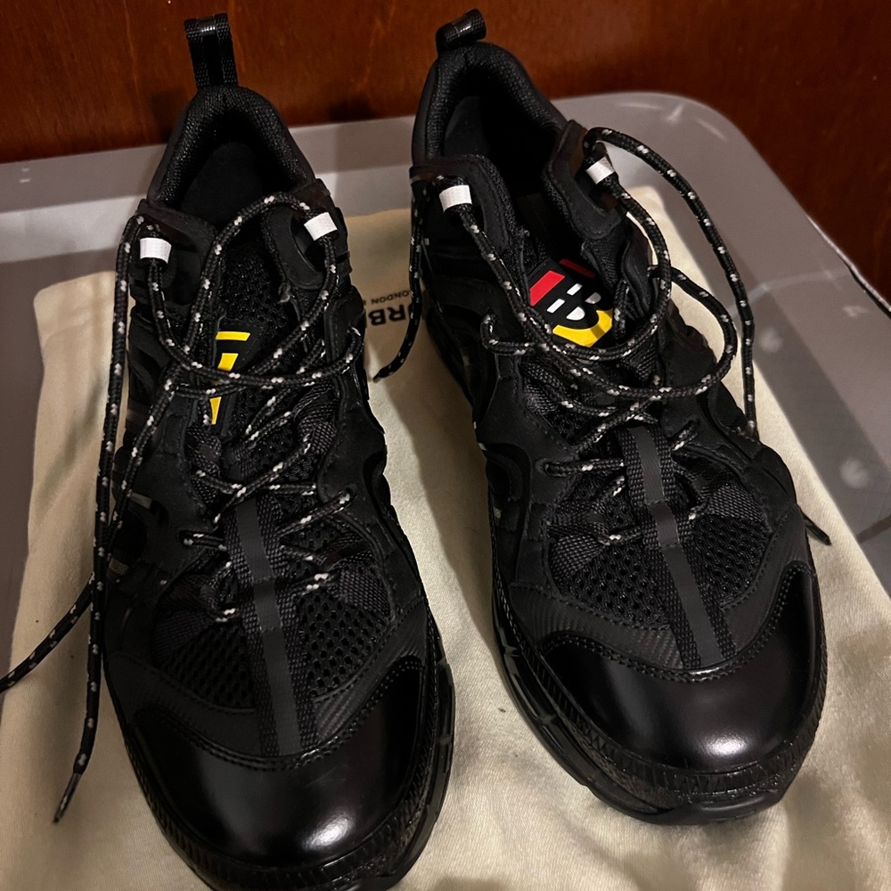 Burberry Black Sneakers with Yellow and Red Accents